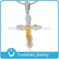 18K Gold Hot European Men's Jesus Sideway Heavy Crucifix Pendant Jewelry Religious Cross Necklace